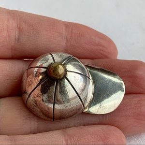 Baseball Cap Pin Brooch Sterling Silver Taxco 3D
